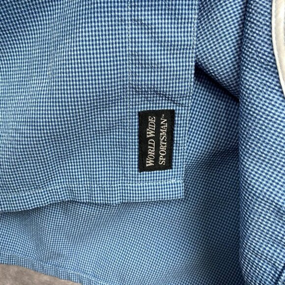 World Wide Sportsman Fishing Button Shirt Mens L/G Blue Bass Pro Shop RCR Racing - Picture 8 of 14